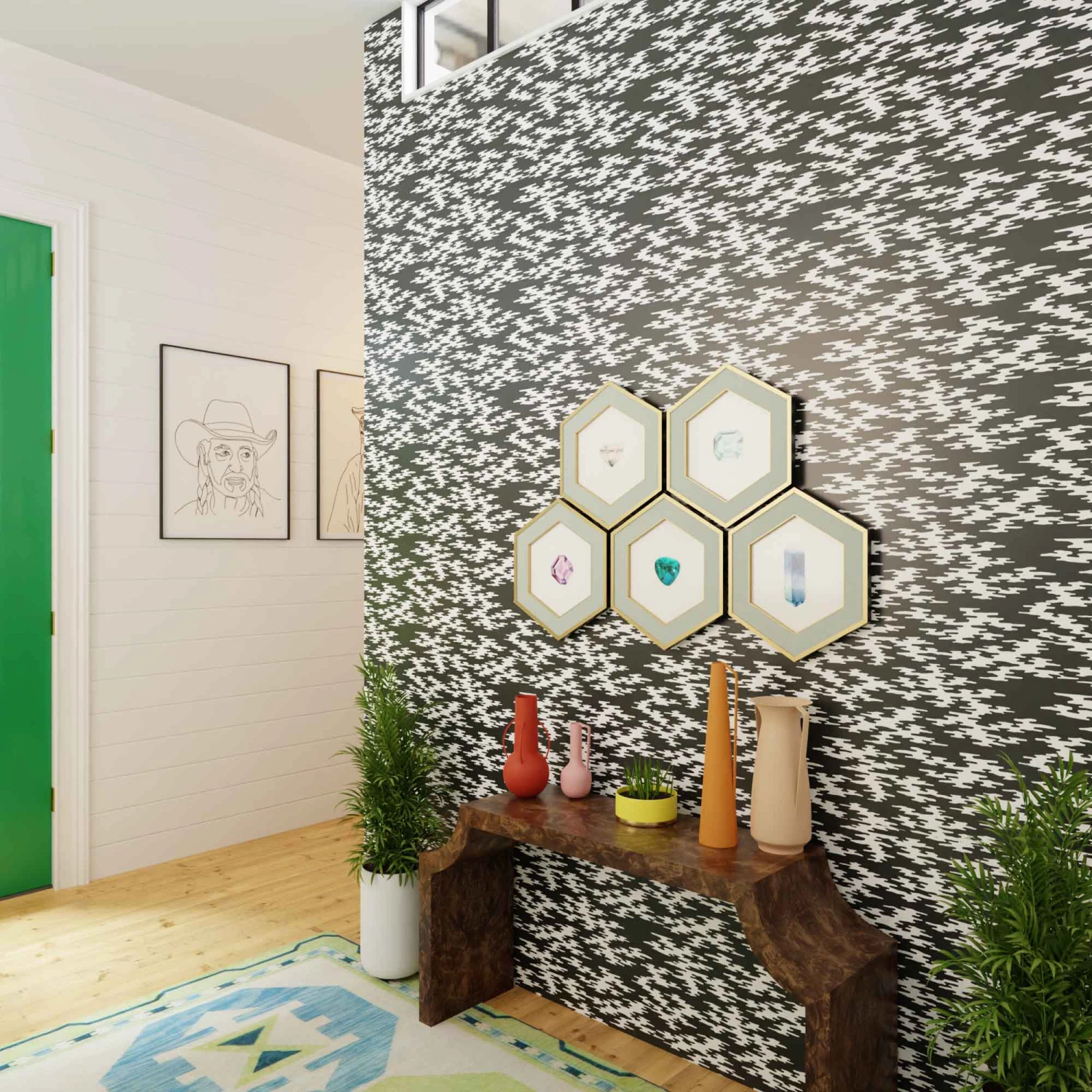 Wood Block Clouds - Black 2 Wood Block Clouds - Black - Image 2