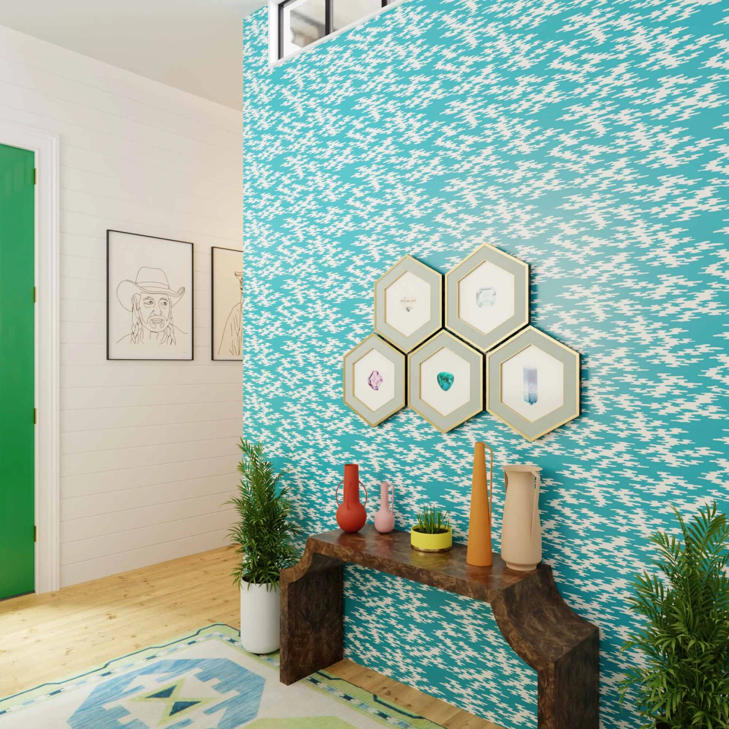 Wood Block Clouds - Teal 2 Wood Block Clouds - Teal - Image 2